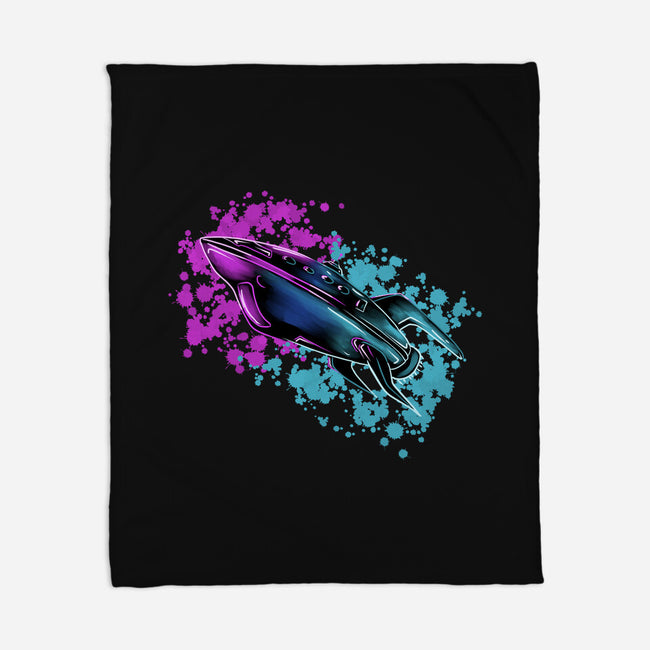 Neon Spaceship-None-Fleece-Blanket-nickzzarto