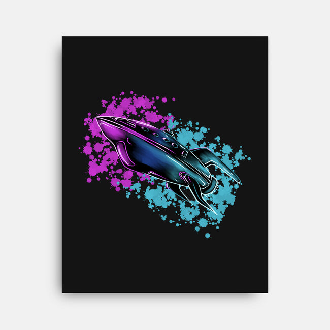 Neon Spaceship-None-Stretched-Canvas-nickzzarto