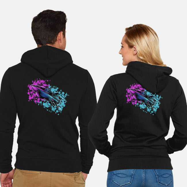 Neon Spaceship-Unisex-Zip-Up-Sweatshirt-nickzzarto