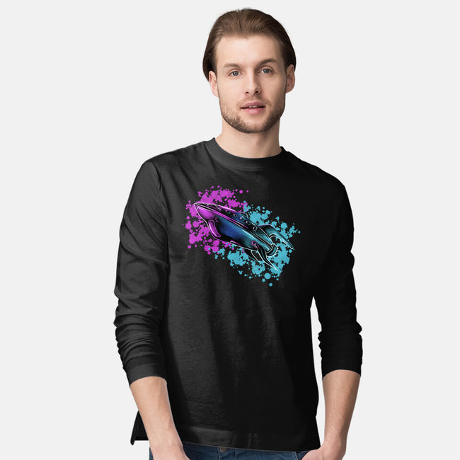 Neon Spaceship-Mens-Long Sleeved-Tee-nickzzarto