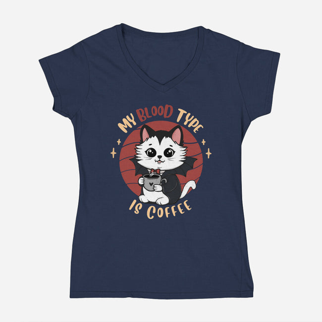 My Blood Type Is Coffee-Womens-V-Neck-Tee-Trendlory