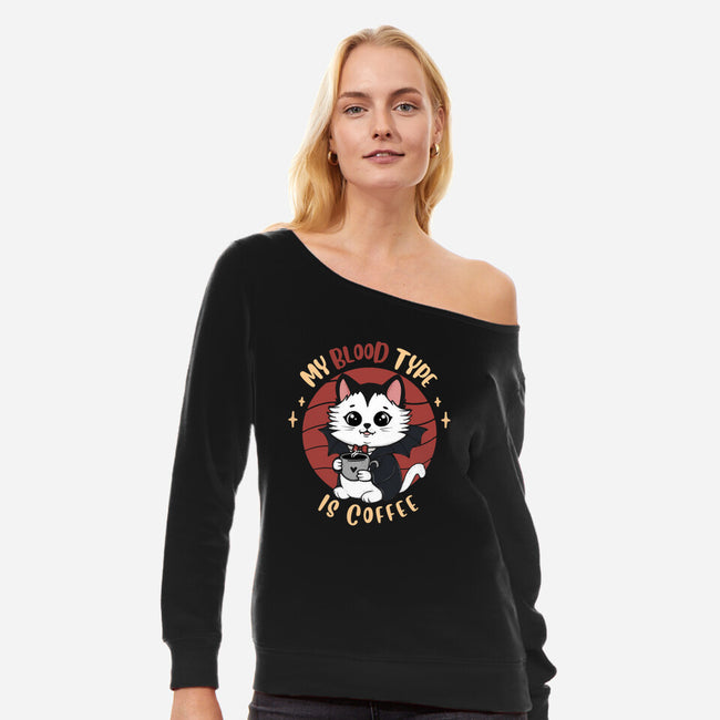 My Blood Type Is Coffee-Womens-Off Shoulder-Sweatshirt-Trendlory