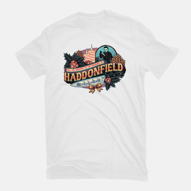 Haddonfield Holidays-Womens-Fitted-Tee-glitchygorilla