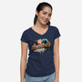 Haddonfield Holidays-Womens-V-Neck-Tee-glitchygorilla