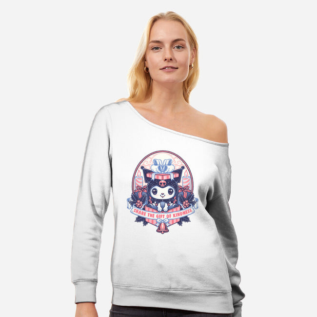 Gift Of Kindness-Womens-Off Shoulder-Sweatshirt-glitchygorilla