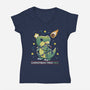 Christmas Tree Rex-Womens-V-Neck-Tee-Vallina84