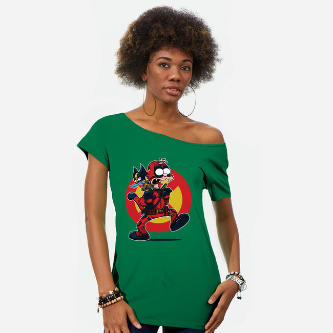 The Wolvie And Dee-Pee Show-Womens-Off Shoulder-Tee-Jc Jows