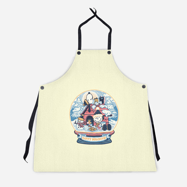 Holiday Snow Globe-Unisex-Kitchen-Apron-glitchygorilla