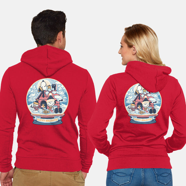 Holiday Snow Globe-Unisex-Zip-Up-Sweatshirt-glitchygorilla