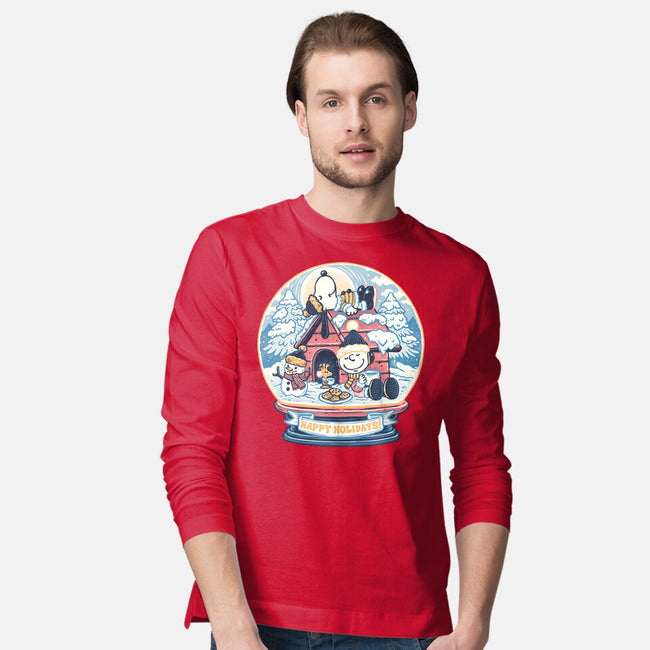 Holiday Snow Globe-Mens-Long Sleeved-Tee-glitchygorilla