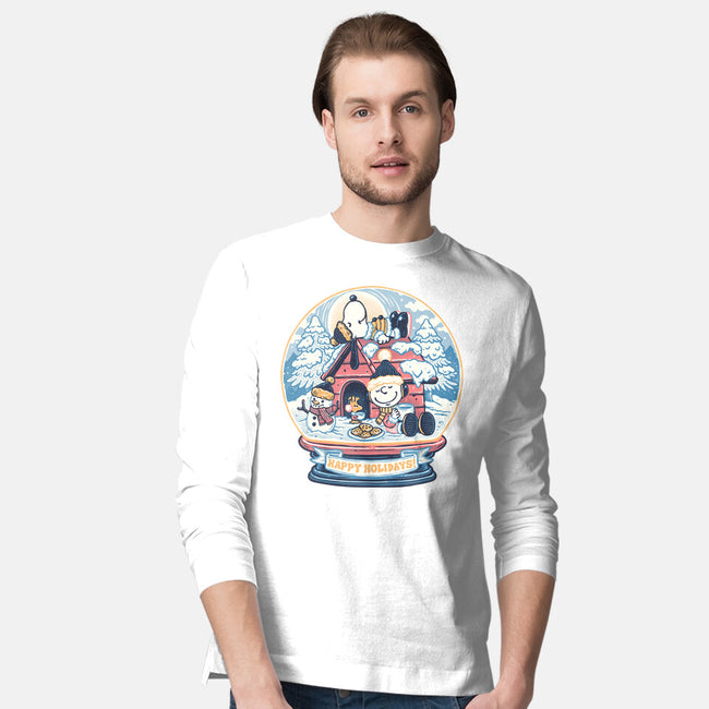 Holiday Snow Globe-Mens-Long Sleeved-Tee-glitchygorilla