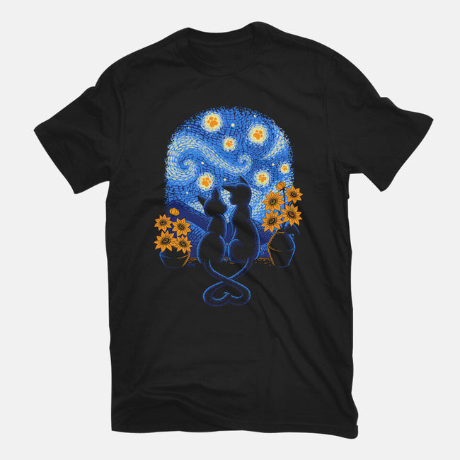 Starry Night Cat Lovers-Youth-Basic-Tee-worlddominationforcats