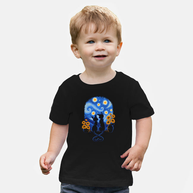 Starry Night Cat Lovers-Baby-Basic-Tee-worlddominationforcats