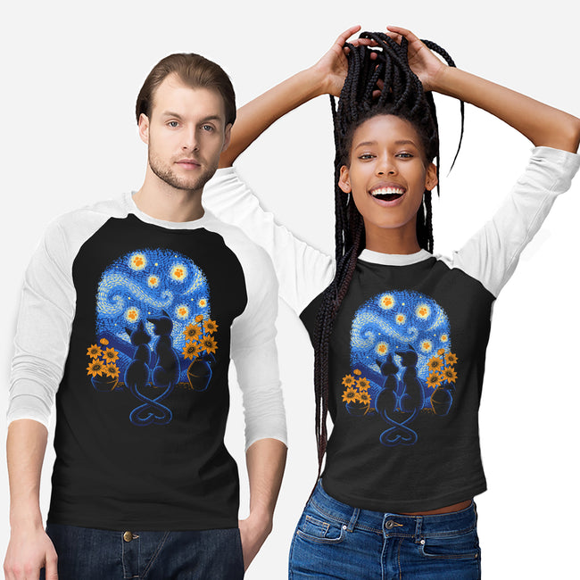 Starry Night Cat Lovers-Unisex-Baseball-Tee-worlddominationforcats