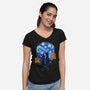 Starry Night Cat Lovers-Womens-V-Neck-Tee-worlddominationforcats