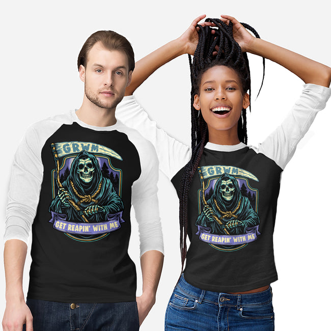 Get Reapin With Me-Unisex-Baseball-Tee-glitchygorilla