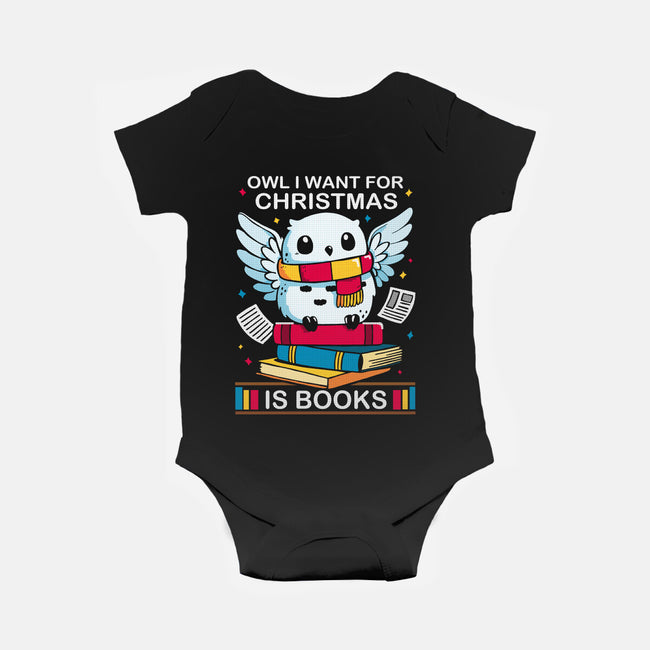 Owl I Want For Christmas Is Books-Baby-Basic-Onesie-Vallina84