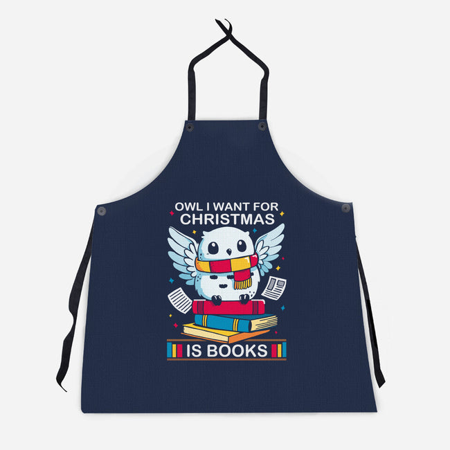 Owl I Want For Christmas Is Books-Unisex-Kitchen-Apron-Vallina84