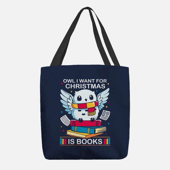 Owl I Want For Christmas Is Books-None-Basic Tote-Bag-Vallina84