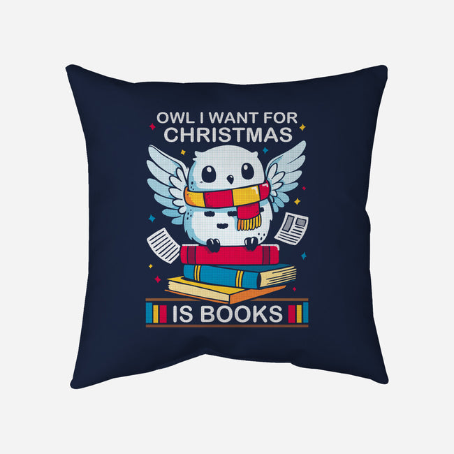 Owl I Want For Christmas Is Books-None-Removable Cover w Insert-Throw Pillow-Vallina84