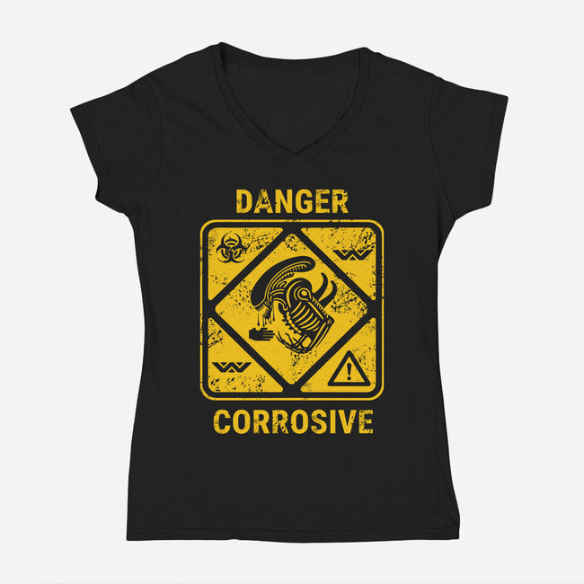 Danger Corrosive-Womens-V-Neck-Tee-Dylon_G