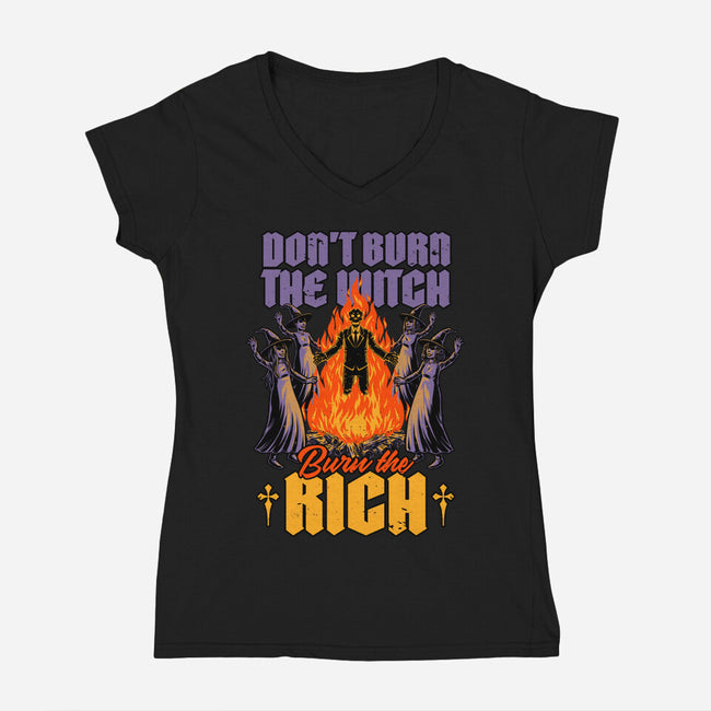 Witches Burn Riches-Womens-V-Neck-Tee-Studio Mootant