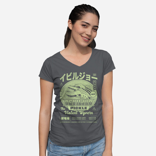 Deviljho Pickle Grunge-Womens-V-Neck-Tee-LAGELANTEE