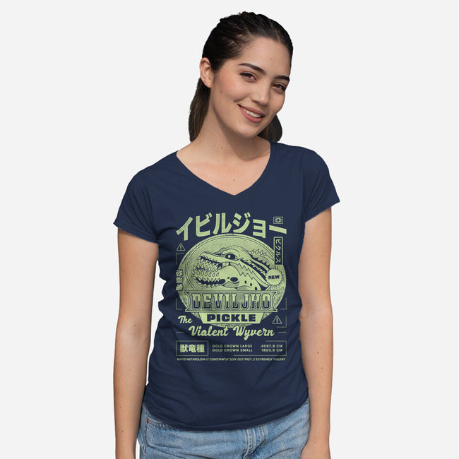 Deviljho Pickle Grunge-Womens-V-Neck-Tee-LAGELANTEE