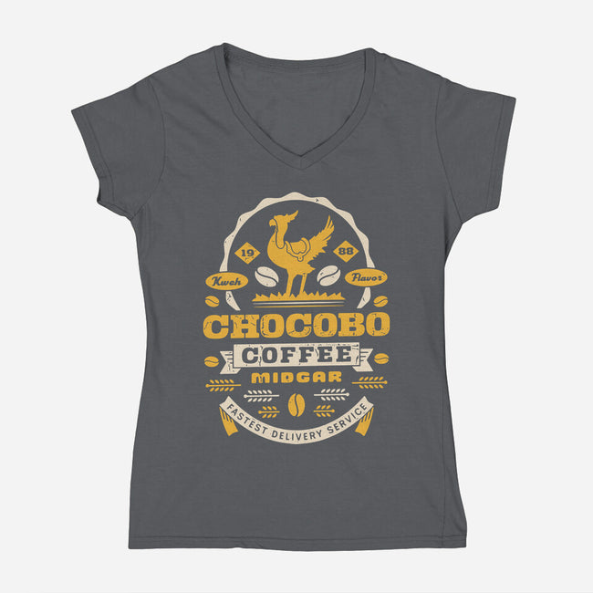 Chocobo Coffee Grunge-Womens-V-Neck-Tee-LAGELANTEE