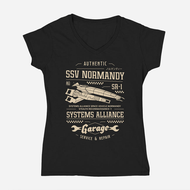 SSV Normandy Garage-Womens-V-Neck-Tee-LAGELANTEE