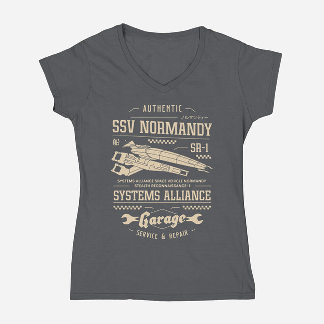 SSV Normandy Garage-Womens-V-Neck-Tee-LAGELANTEE