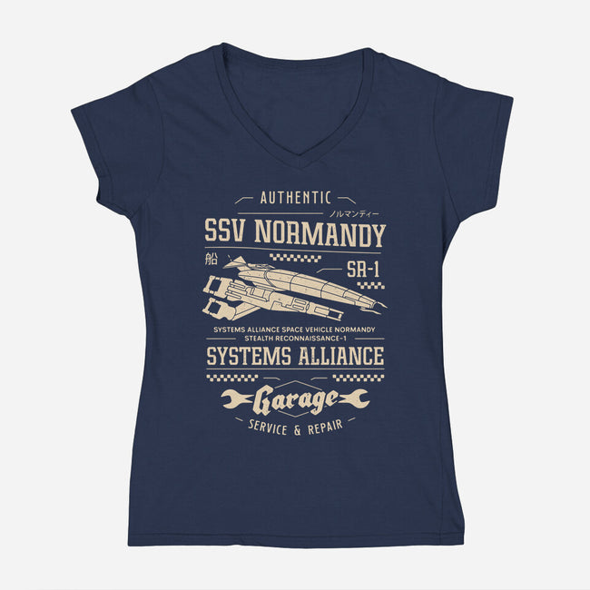 SSV Normandy Garage-Womens-V-Neck-Tee-LAGELANTEE