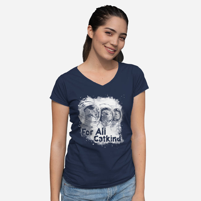 For All Catkind-Womens-V-Neck-Tee-kharmazero