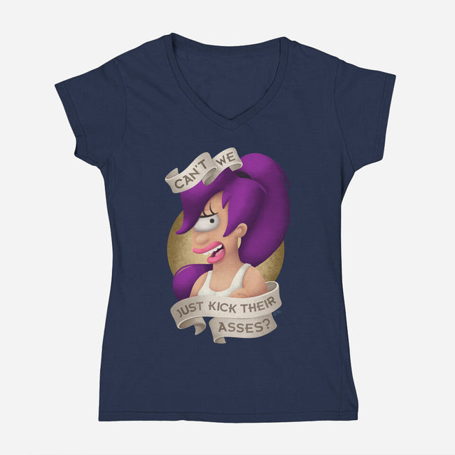 Can’t We Just-Womens-V-Neck-Tee-ChristaDoodles