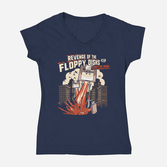 Revenge Of The Floppy Disks-Womens-V-Neck-Tee-NerdShizzle