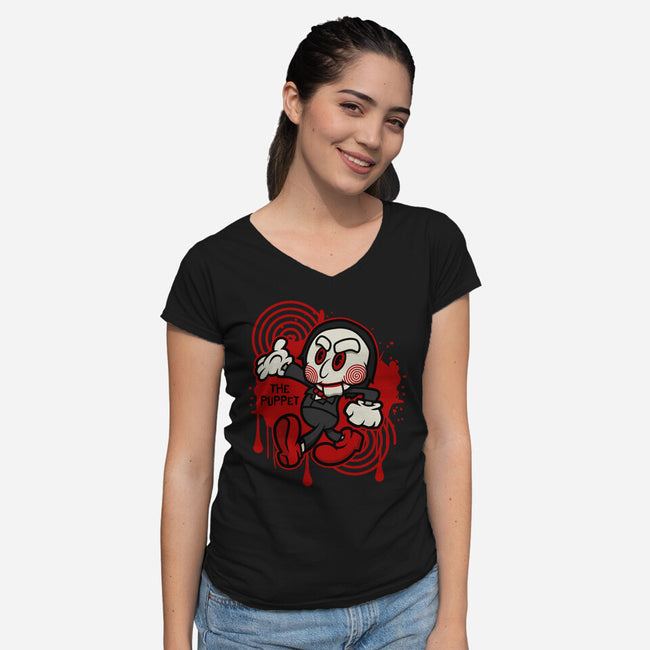 The Puppet-Womens-V-Neck-Tee-janlangpoako