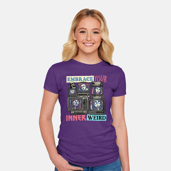 Embrace Your Inner Weird-Womens-Fitted-Tee-glitchygorilla