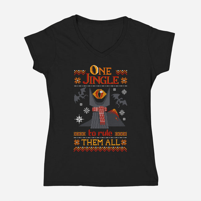 One Jingle-Womens-V-Neck-Tee-ricolaa