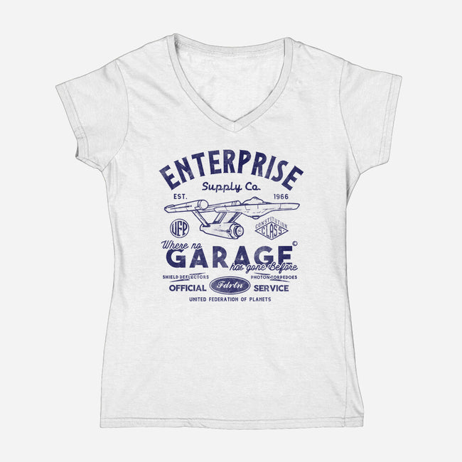 Enterprise Garage-Womens-V-Neck-Tee-Arinesart