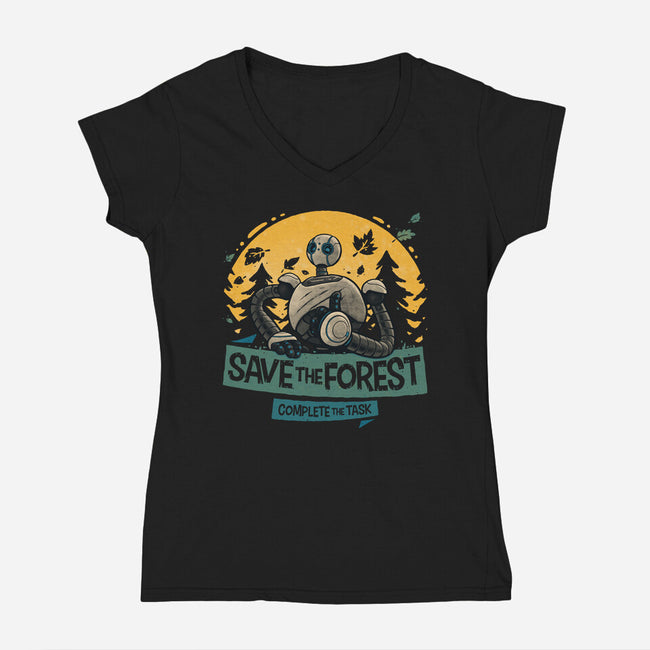 Save The Forest-Womens-V-Neck-Tee-teesgeex