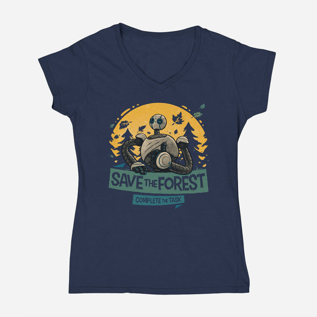 Save The Forest-Womens-V-Neck-Tee-teesgeex