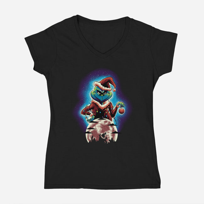 The Christmas Thief-Womens-V-Neck-Tee-rmatix