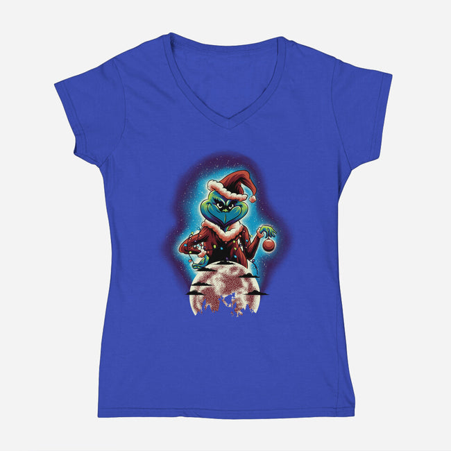 The Christmas Thief-Womens-V-Neck-Tee-rmatix