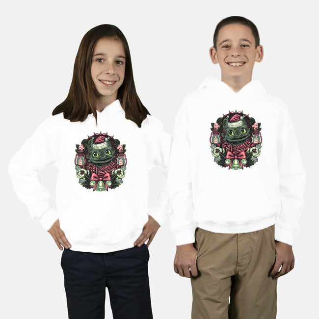 Christmas Dragon-Youth-Pullover-Sweatshirt-glitchygorilla