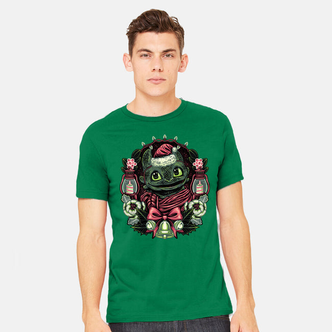 Christmas Dragon-Mens-Heavyweight-Tee-glitchygorilla