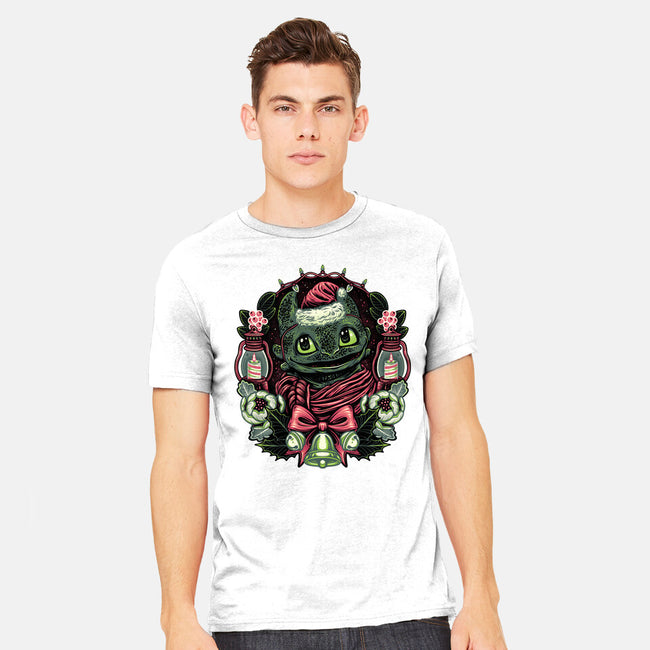 Christmas Dragon-Mens-Heavyweight-Tee-glitchygorilla