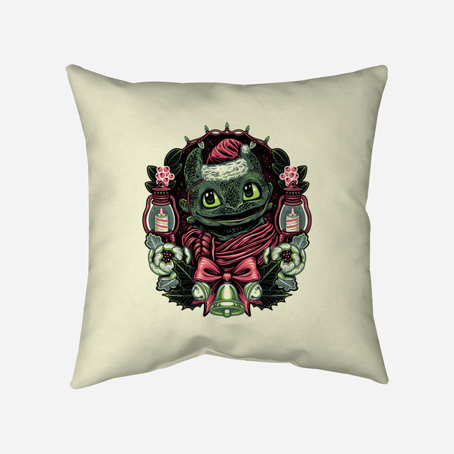 Christmas Dragon-None-Removable Cover w Insert-Throw Pillow-glitchygorilla