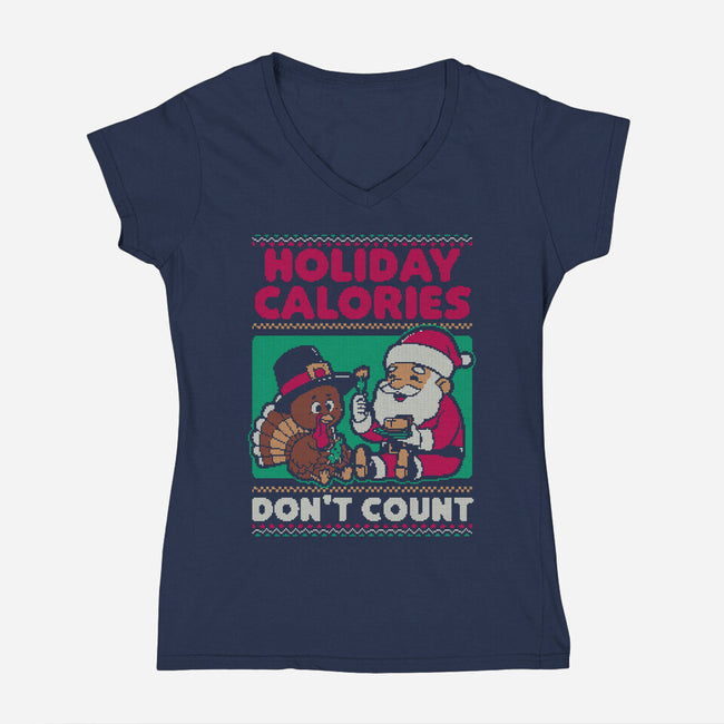 Ugly Sweater Holiday Food-Womens-V-Neck-Tee-Studio Mootant