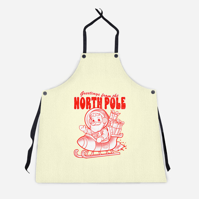 Greetings From The North Pole-Unisex-Kitchen-Apron-palmstreet