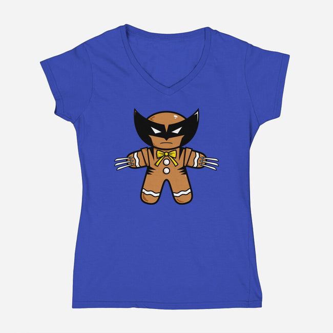 Gingerbread Wolvy-Womens-V-Neck-Tee-krisren28